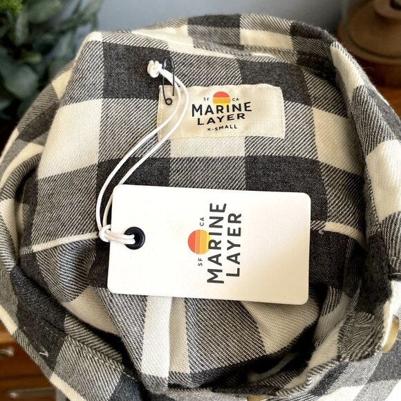 Marine Layer Effie Popover Cozy Soft Check Plaid Dress - Picture 4 of 7